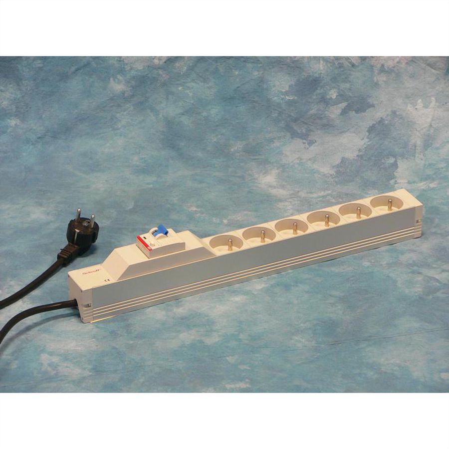 SCHROFF contactdoosstrook, UTE, 6 contactdozen, 19", met foutstroombeveiliging