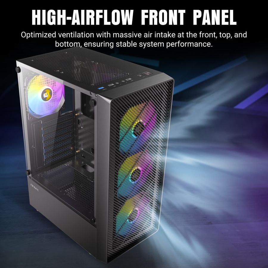 ANTEC AX26 RGB Elite PC case Midi Tower Gaming ATX, black