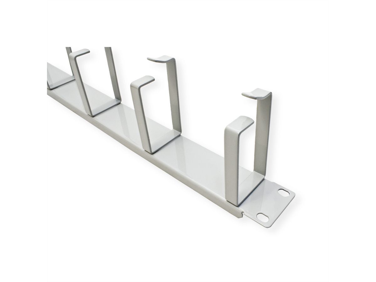 VALUE 19" 1U Cable Management Plate, G-Type, 5 Hooks, grey