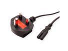 VALUE UK stroomkabel met platte euro connector C7, 2 polig, zwart, 1,95 m