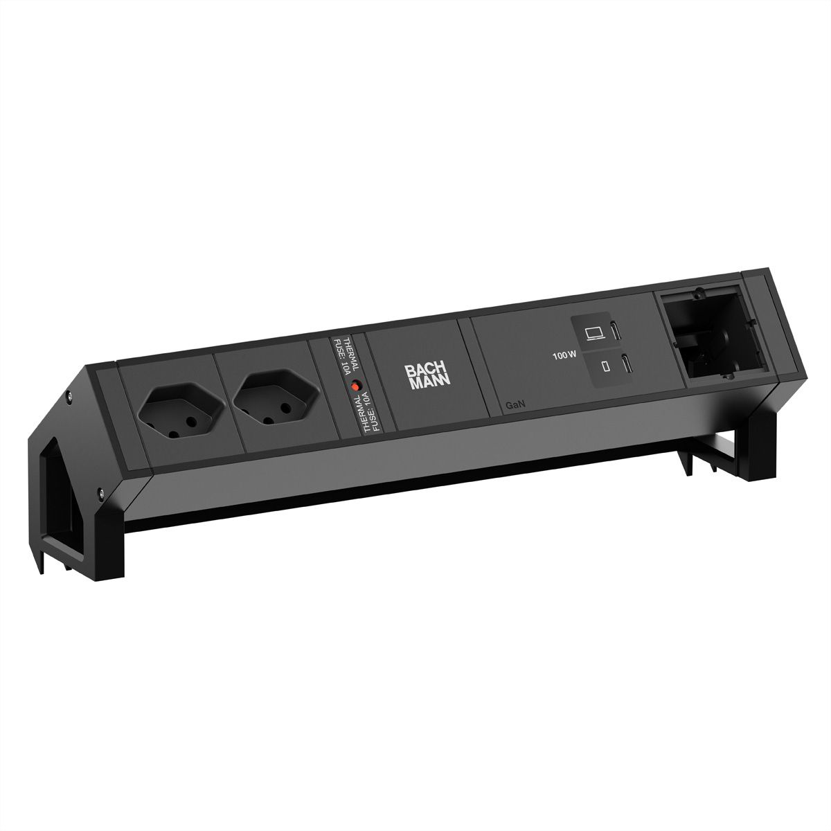 BACHMANN DESK2 2xCH 90° 1xUSB C/C 100W, 1xCM L=0.2m RAL9005