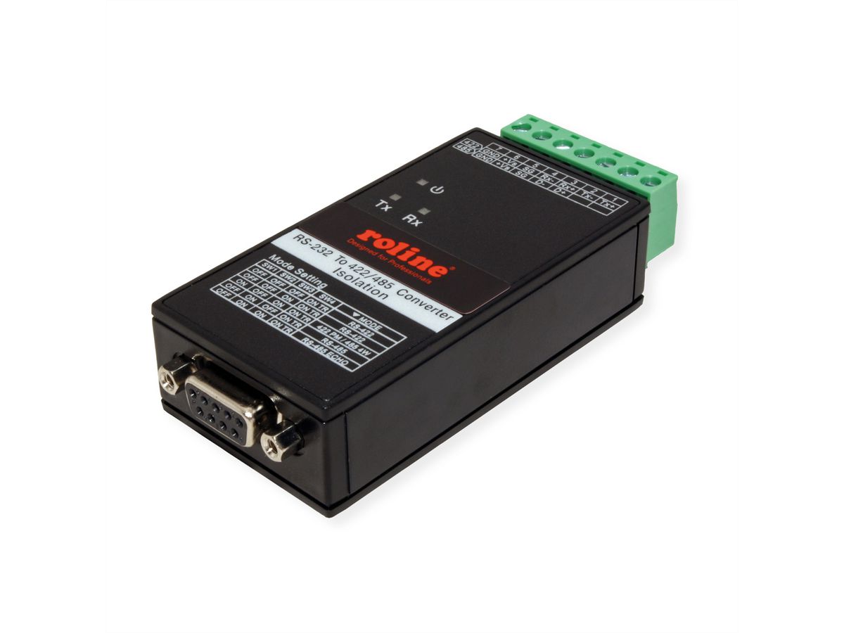 ROLINE RS232 naar RS422/485 converter voor DIN Rail montage