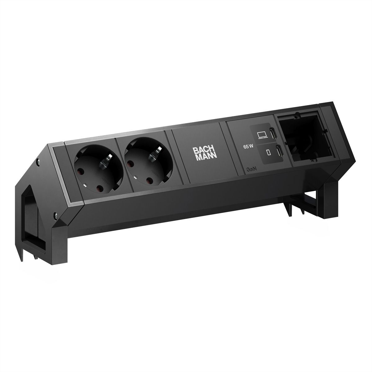 BACHMANN DESK2 2xCEE7/3 1xUSB C/C 65W, 1xCM L=0.2m RAL9005