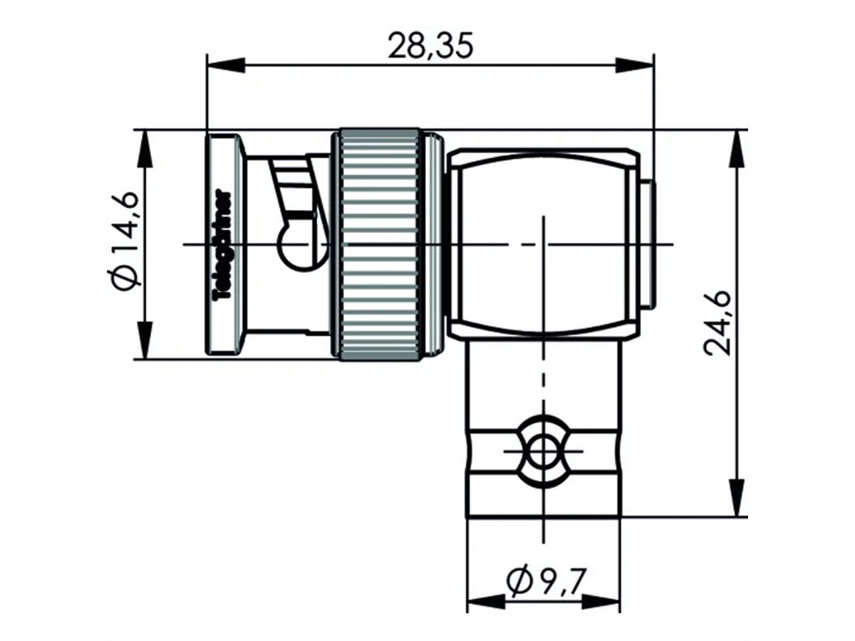 TELEGÄRTNER BNC-Verbinder 50 Ohm gewinkelt Stift / Buchse