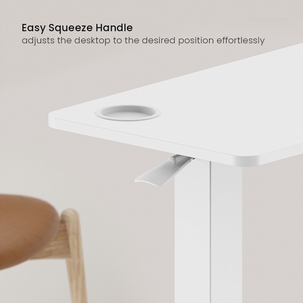 ROLINE Gas Spring Side Table / Workstation, height-adjustable, hidden casters, white