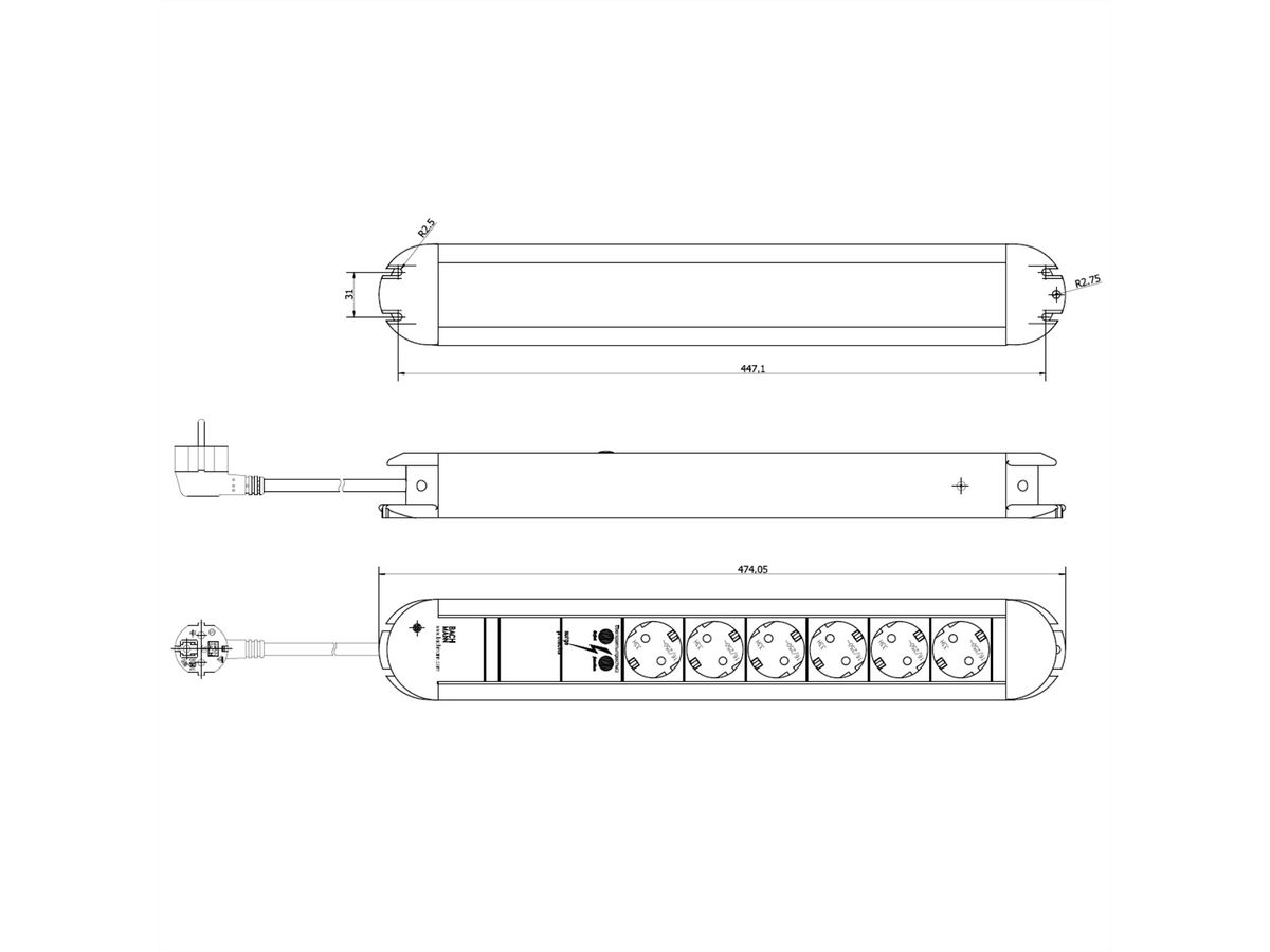 BACHMANN PRIMO 6xCEE7/3 1xSPD power 2.0m CEE7/7