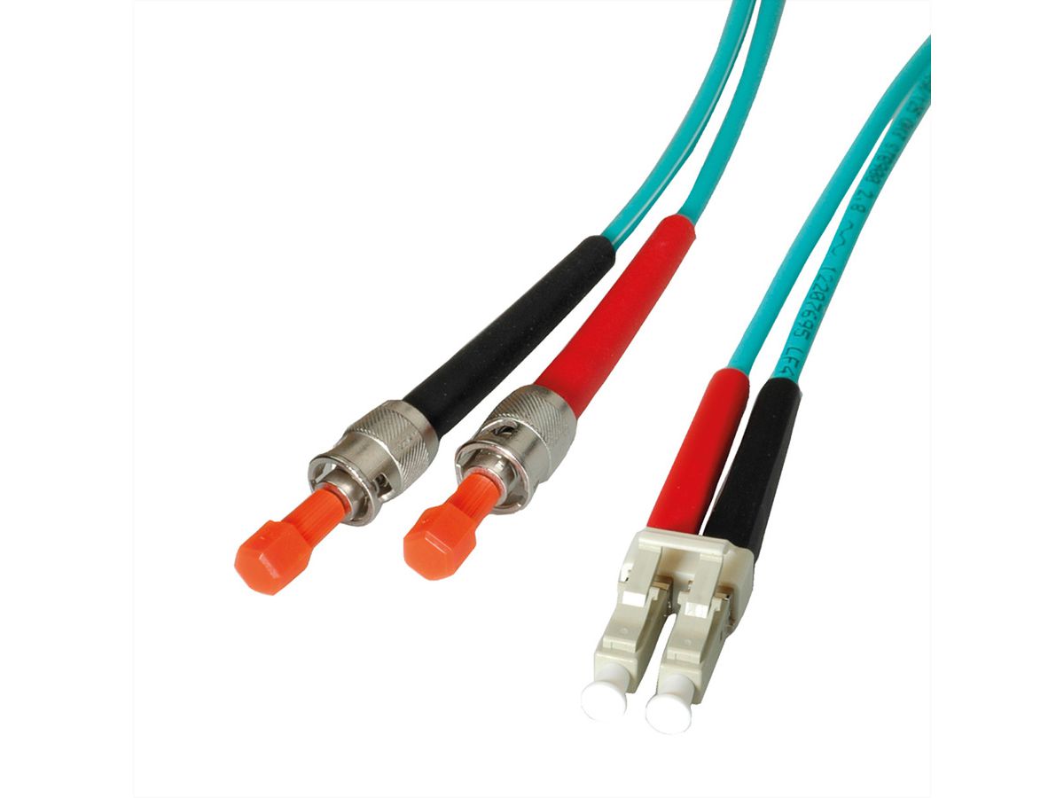 LEONI LWL-Kabel duplex 50/125µm OM3, Suhner LC/ST, 10 m