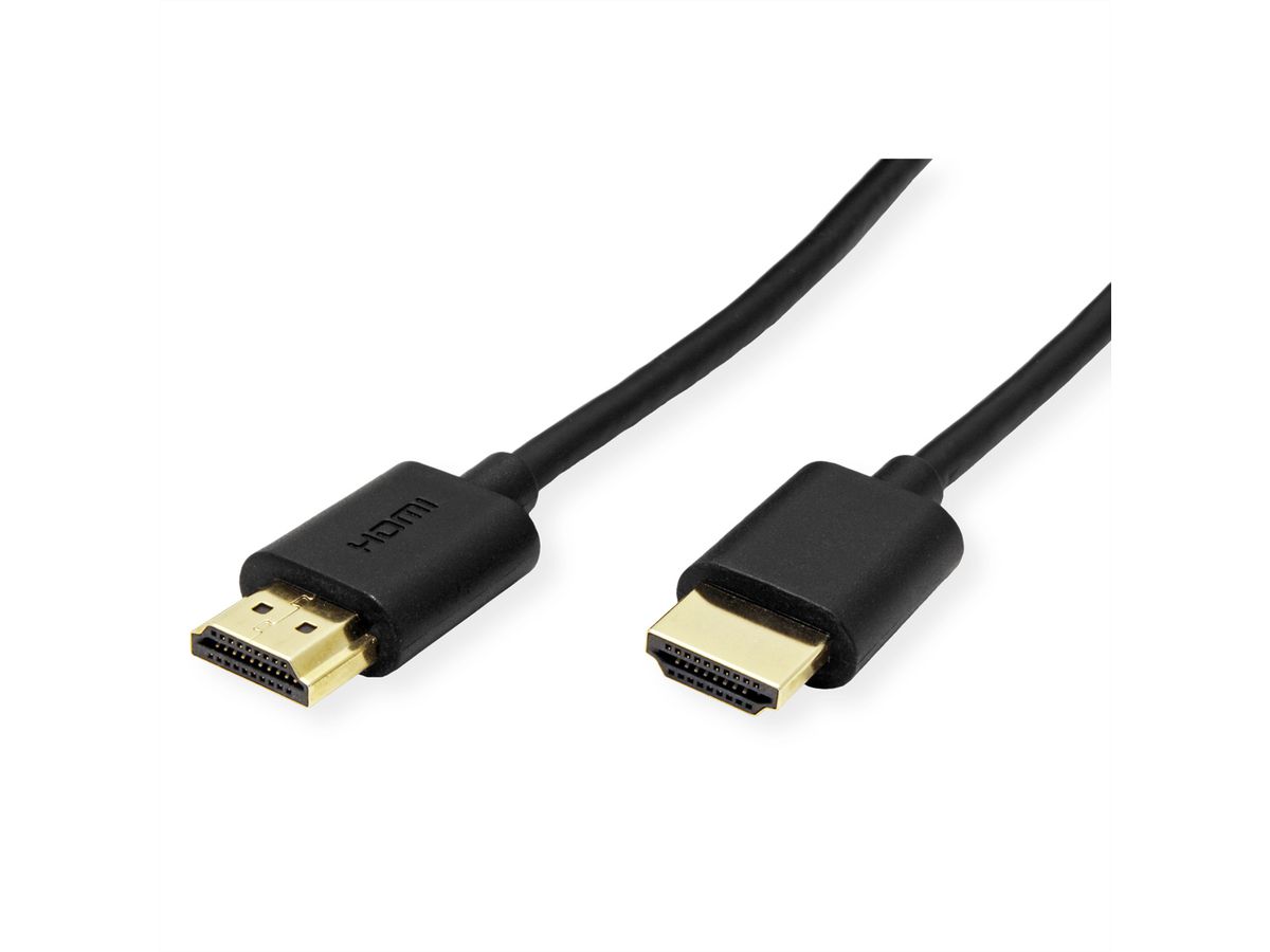 ROLINE HDMI HighSpeed kabel met Ethernet, Slim, M/M, zwart, 1 m