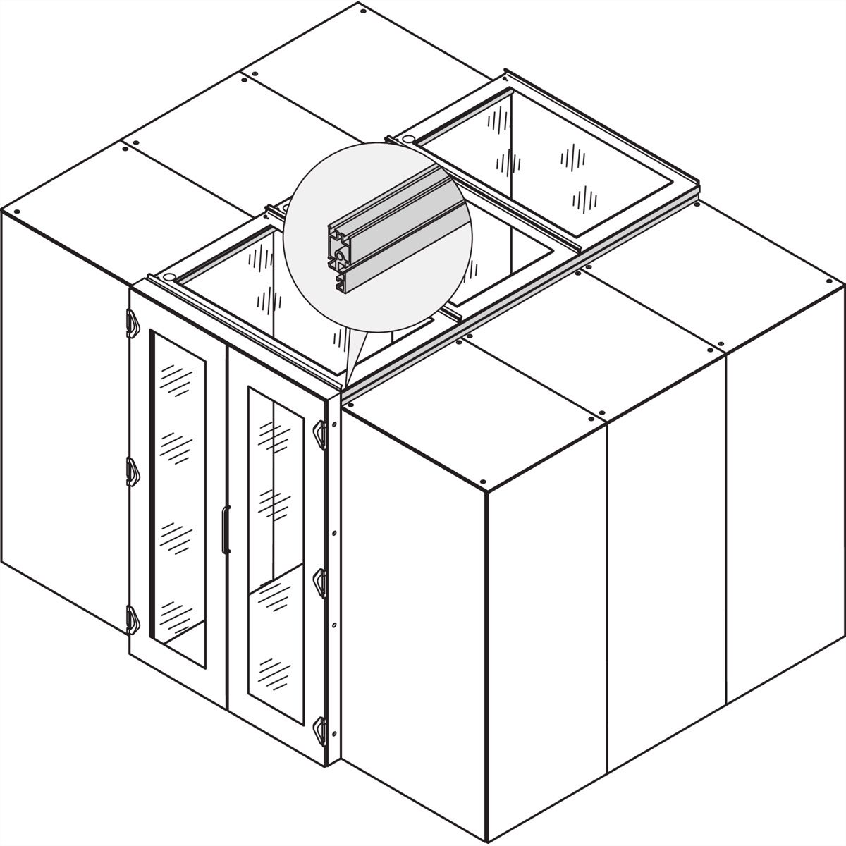 SCHROFF Opvangbakje met veiligheidsglas, 1200W 800D