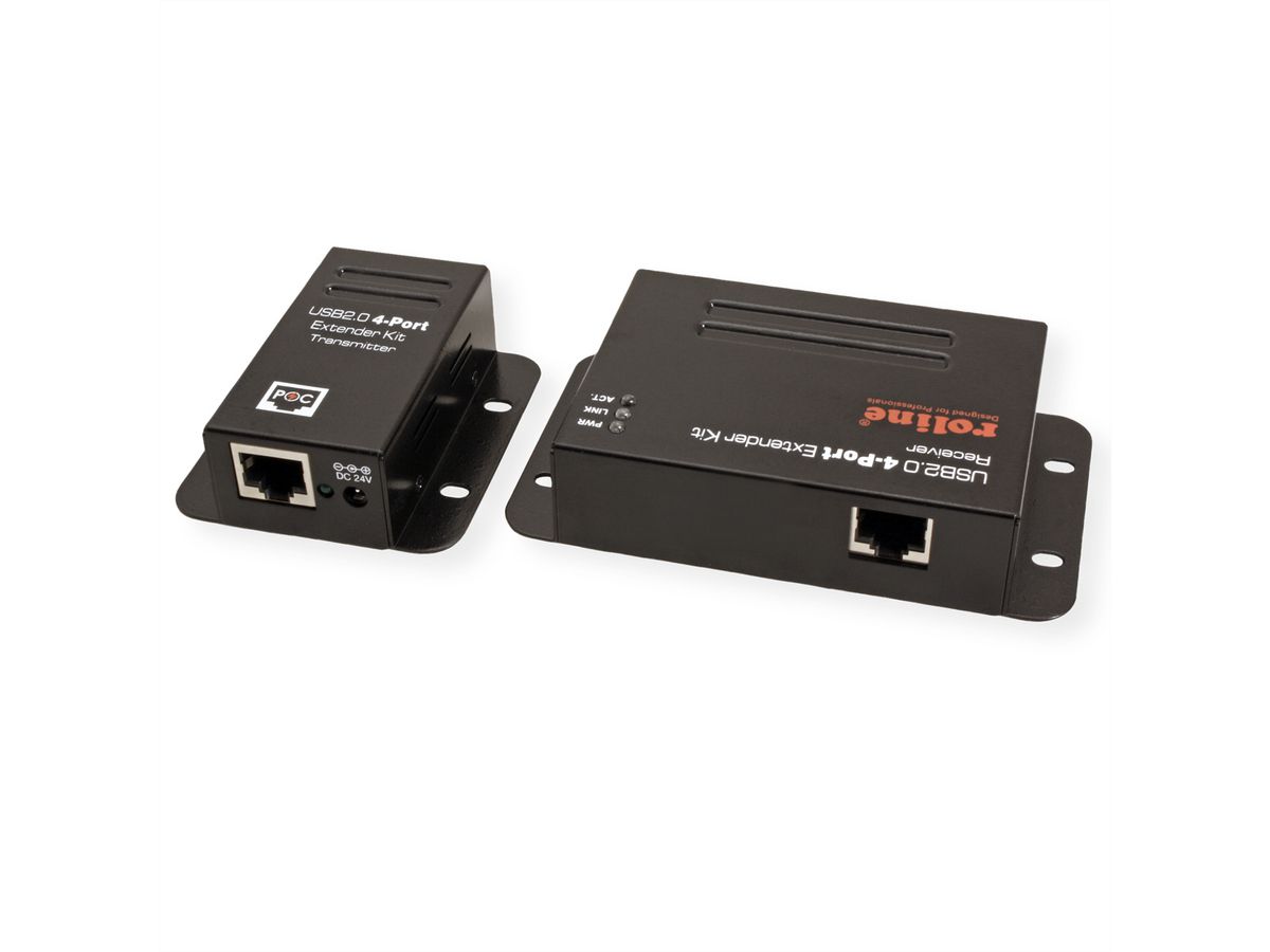 ROLINE USB 2.0 Extender over RJ-45, PoC, 4x USB, max. 50m