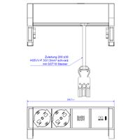 BACHMANN DESK2 2xP40 1xUSB C 30W, 0.2m GST18 RAL9010 Italia
