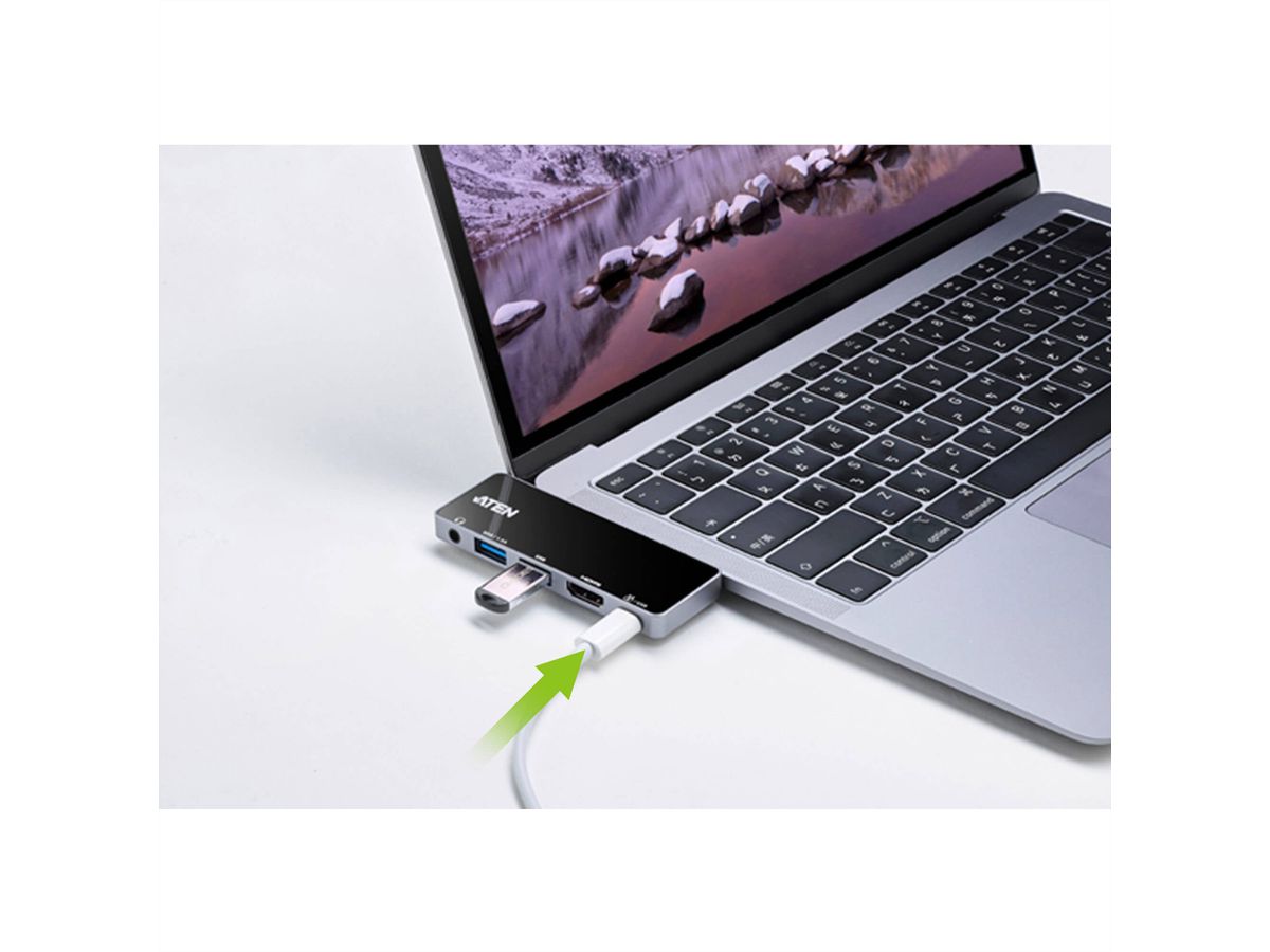 ATEN UH3238 USB-C Travel Dock with Power Pass-Through