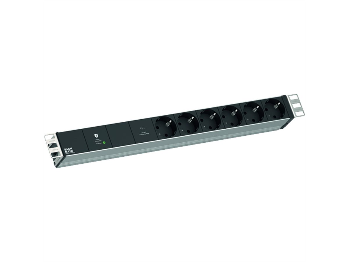BACHMANN 19" 1U VM 6xCEE7/3 1xGVS-Plus 2.0m CEE7/7