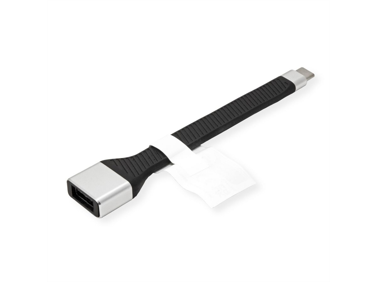 ROLINE USB 3.2 Gen 2 siliconen kabel, Emark, C-A, M/F, 10Gbit/s , zwart, 11 cm