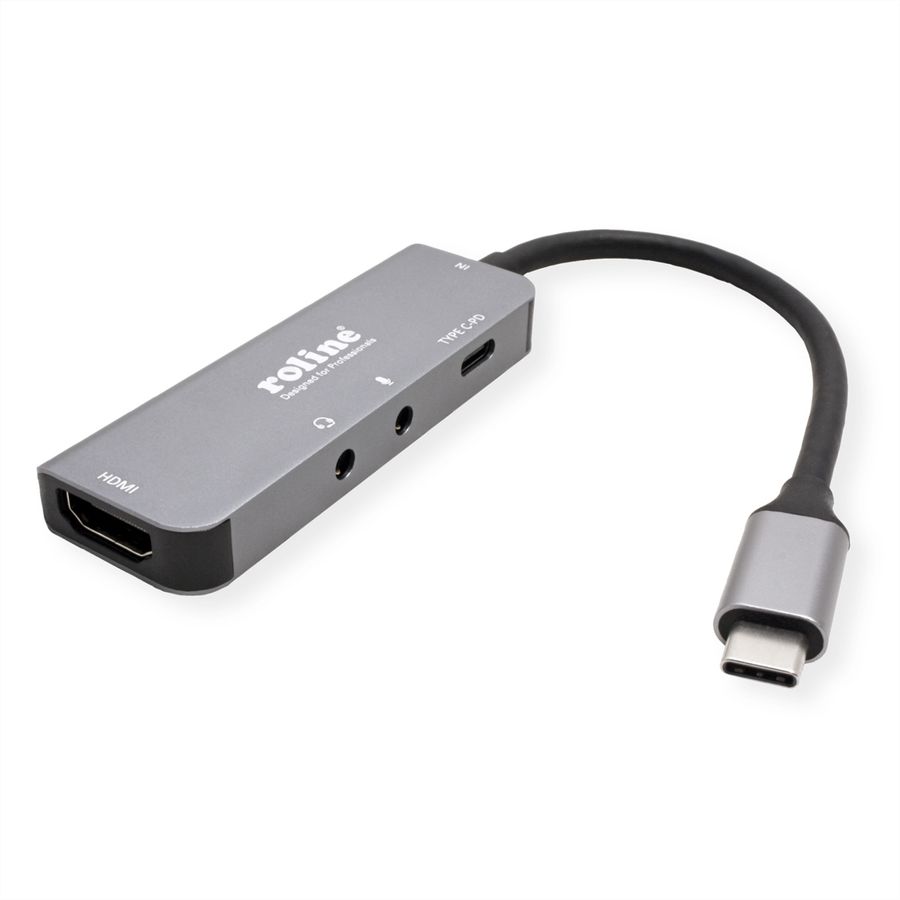 ROLINE dockingstation Type C, 4K HDMI , 2x 3,5mm Audio (TRRS + TRS)