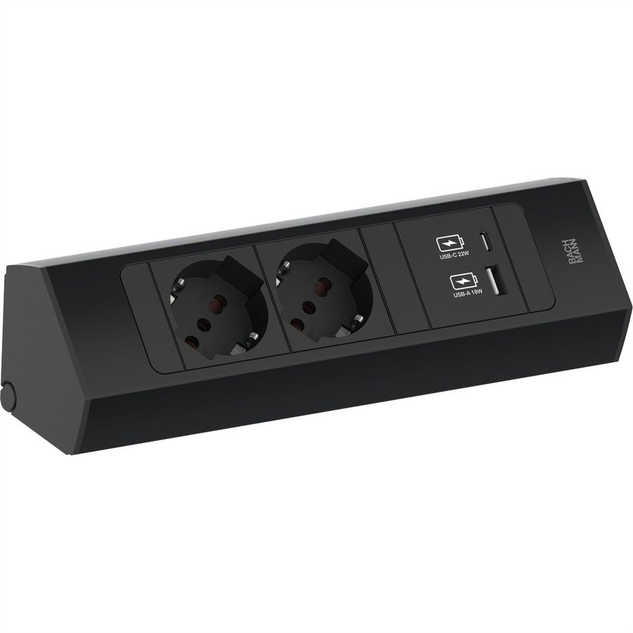 BACHMANN CASIA2 2xP40 1xUSB A/C 22W, 2,0m AEH, RAL9005, Italia