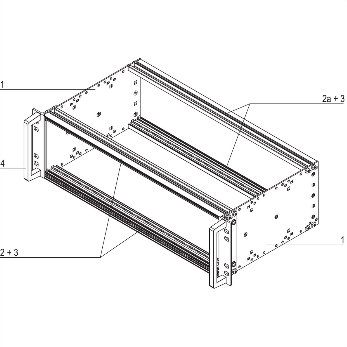 SCHROFF EuropacPRO 19" Subrack Kit for Railway, Retrofit Shielding, EN 50155, 3 U, 84 HP, 235 mm