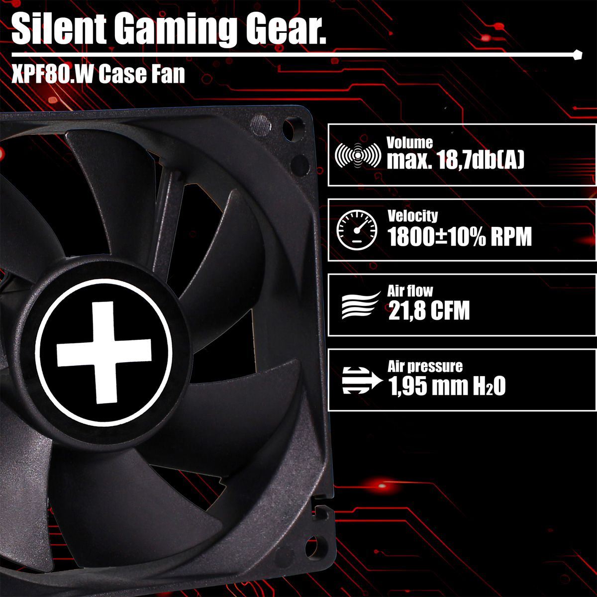 Xilence XPF80.W 80mm Ventilator voor pc-behuizing, 3PIN, White Box