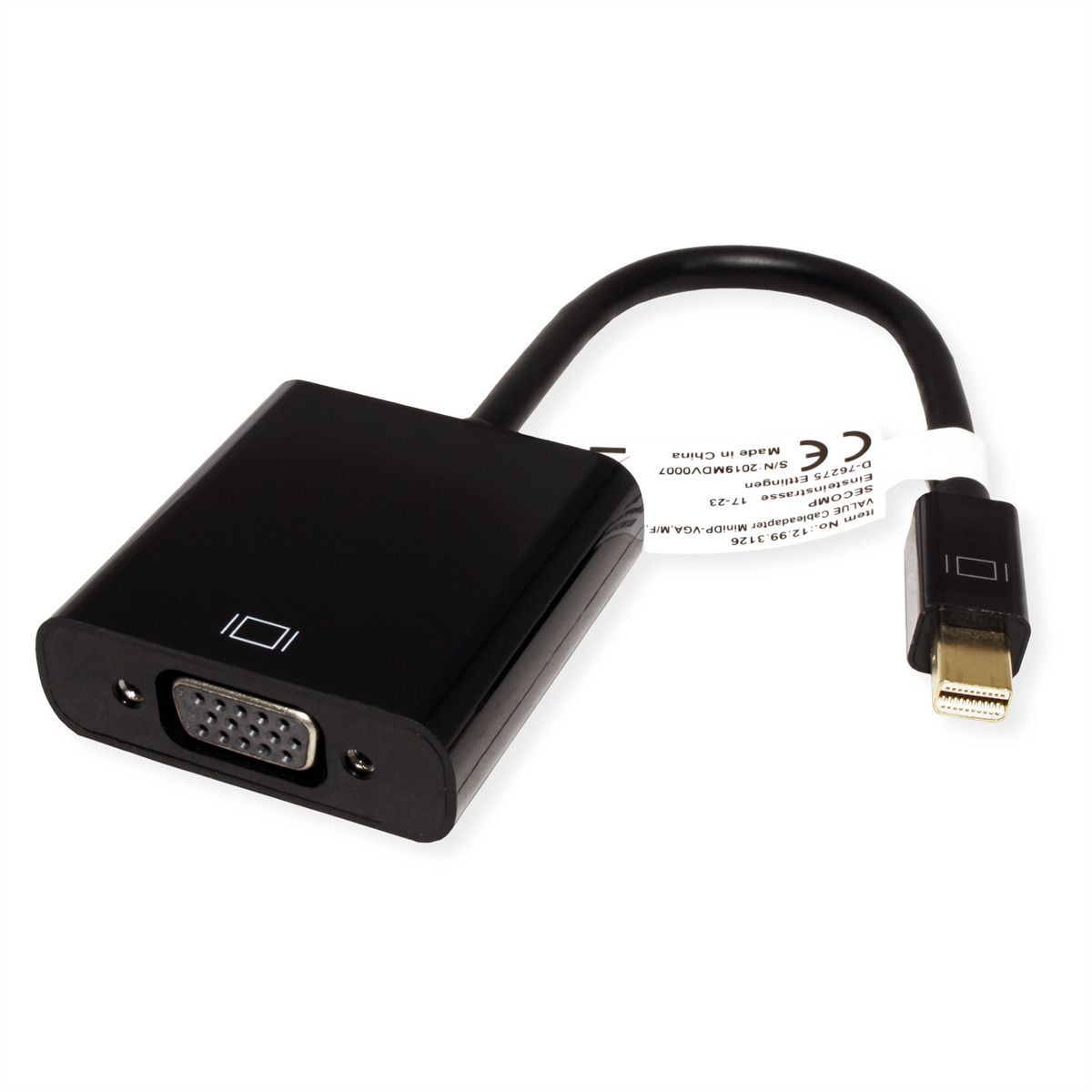 VALUE Mini DisplayPort-VGA Adapter, Mini DP Male - VGA Female