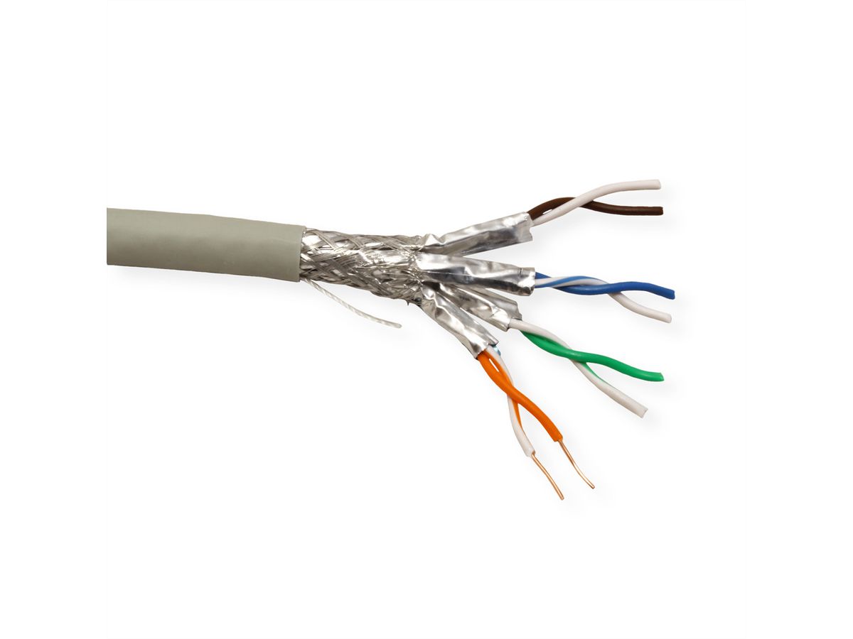 ROLINE S/FTP-kabel, Cat.6A (Klasse EA), LSOH, massief, 100 m