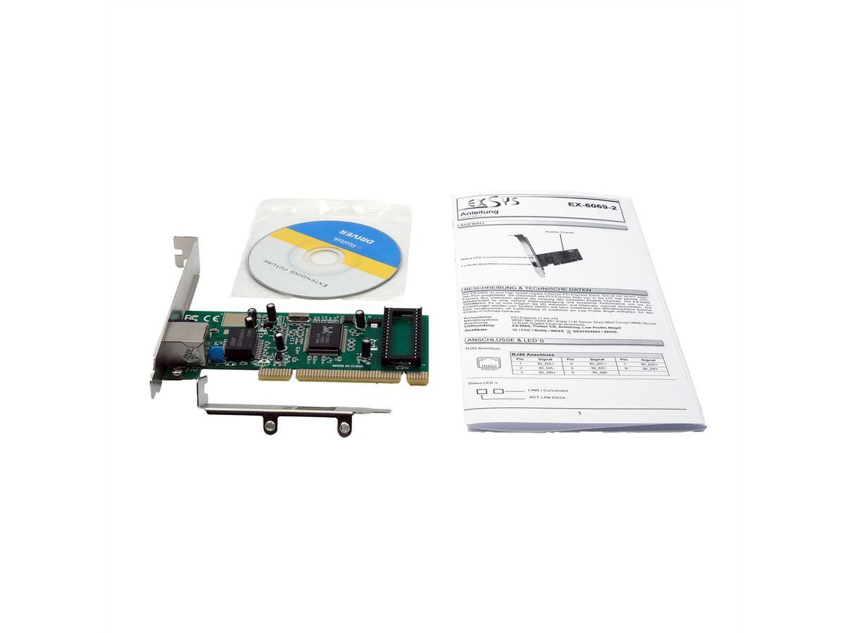 EXSYS EX-6069-2 1-poorts 1 Gigabit PCI-netwerkkaart