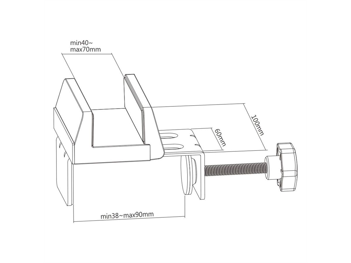 VALUE Clamp-On Power Strip Holder, Desk Leg Mount, white