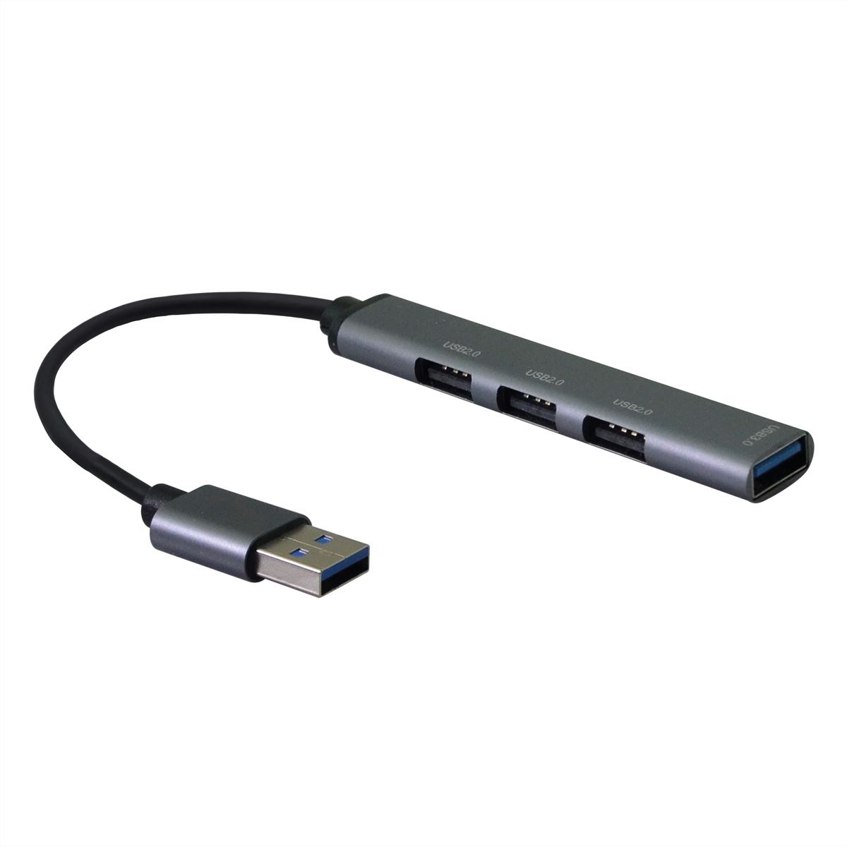 STANDAARD USB 3.0-hub, USB-A aansluiting, 4x USB-A-poorten (3x USB 2.0 + 1x USB 3.2 Gen1)