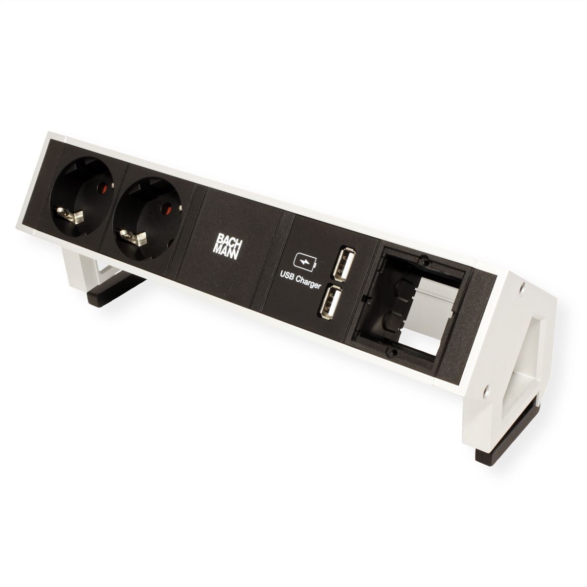 BACHMANN DESK2 2x earthing contact 1x USB charger 1x ABD GST18, white