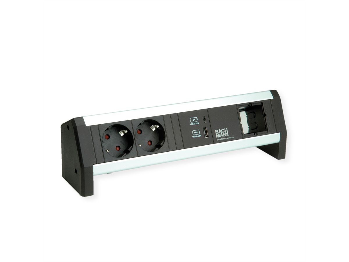 BACHMANN DESK 2xprotective contact USB A&C, USB Charger 22W 1xABD GST18