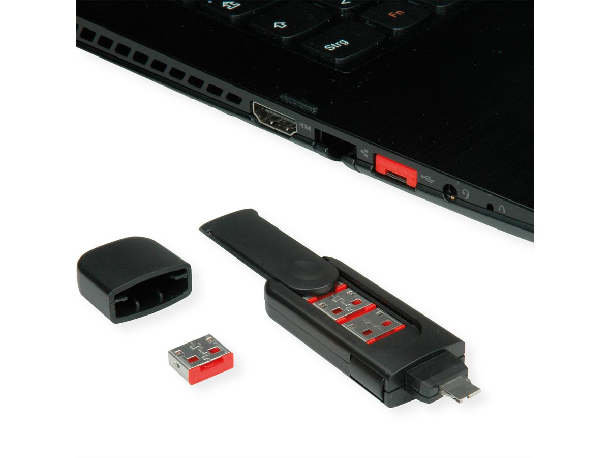 ROLINE USB Type A Port Blocker, 4x lock and 1x key