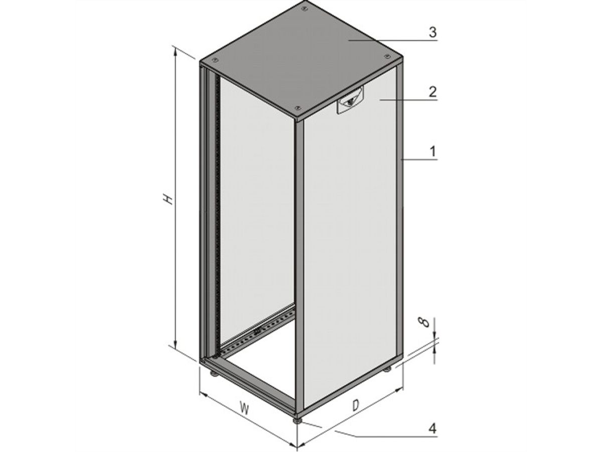 SCHROFF Novastar kast zonder deur en achterwand, Heavy-Duty, RAL 7021/7035, 2145H 553W 600D