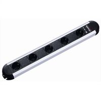 BACHMANN PRIMO stekkerdoos 5x geaard contact, aluminium, afstand stopcontacten 85mm, 1,75 m