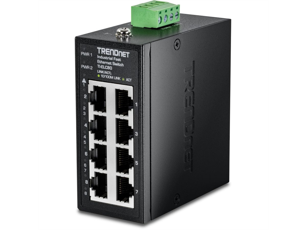 TRENDnet TI-ELC80 8-poorts Ethernet Mini Switch Industriële DIN-rail