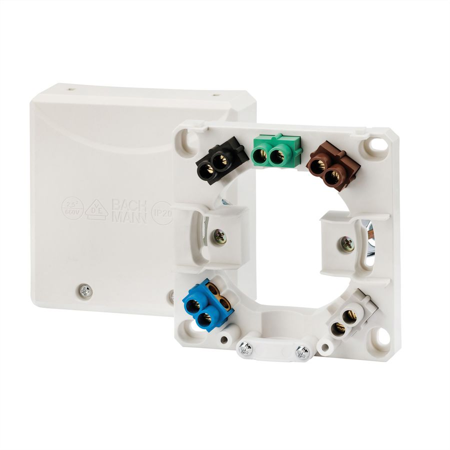 BACHMANN cooker connection box AP/UP white, 16A/400V (0.75 - 2.5mm²)