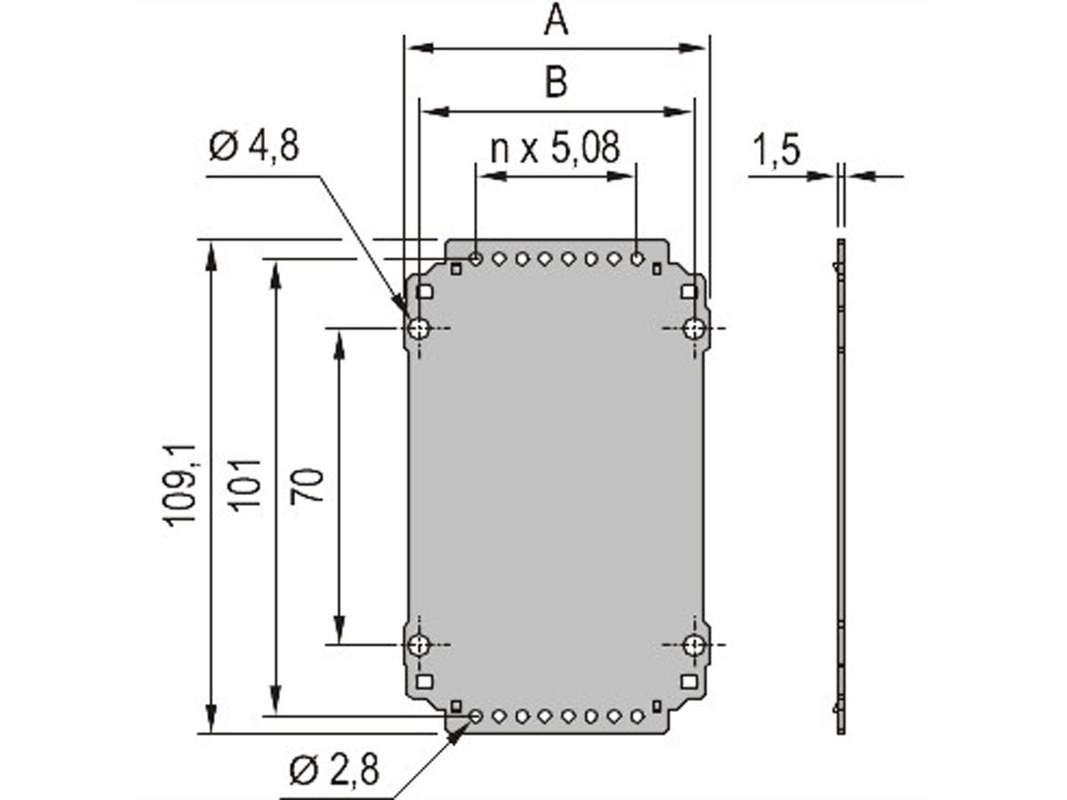 SCHROFF montageframe insteekmodule achterpaneel glad, 3 HE, 10 HE