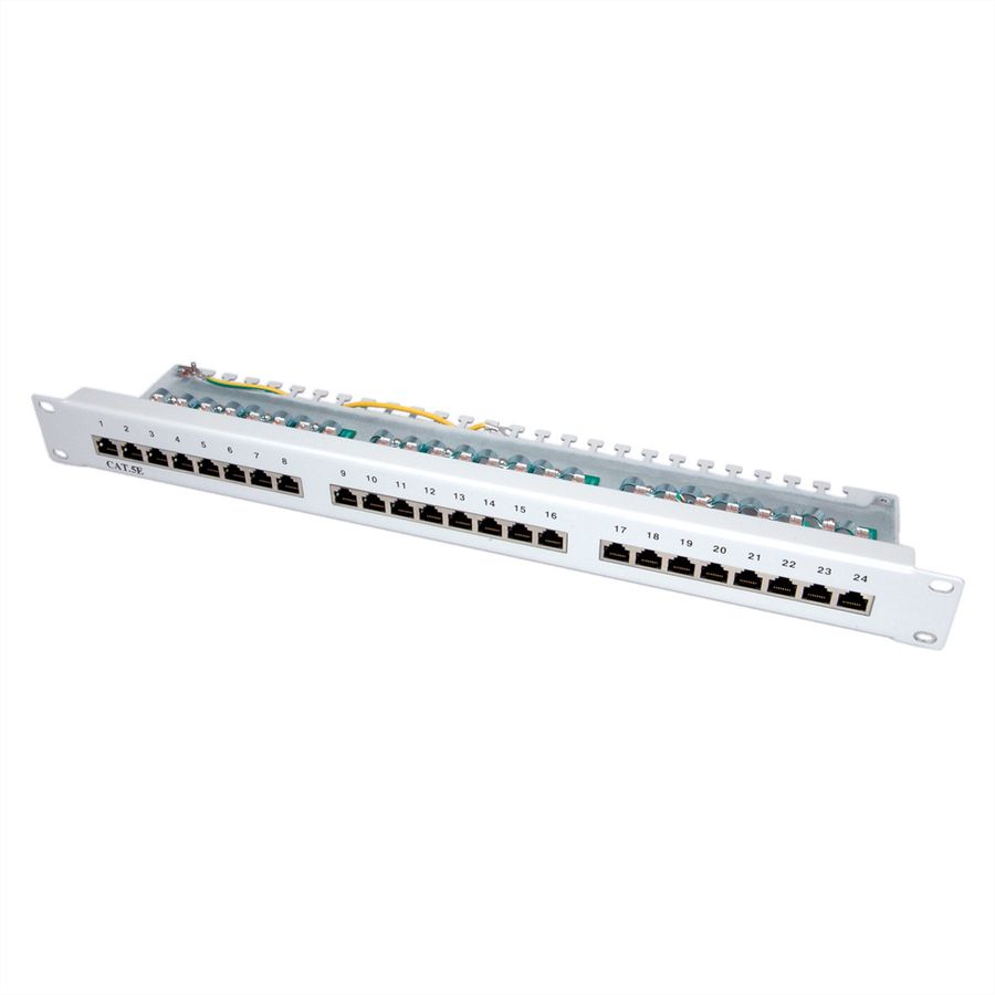 VALUE Cat.5e (Class D) 19" Patch Panel, 24 Ports, STP, grey