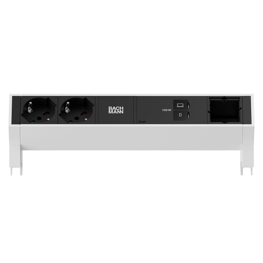 BACHMANN DESK2 2xP40 1xUSB C/C 100W, 1xCM L=0.2m RAL9010