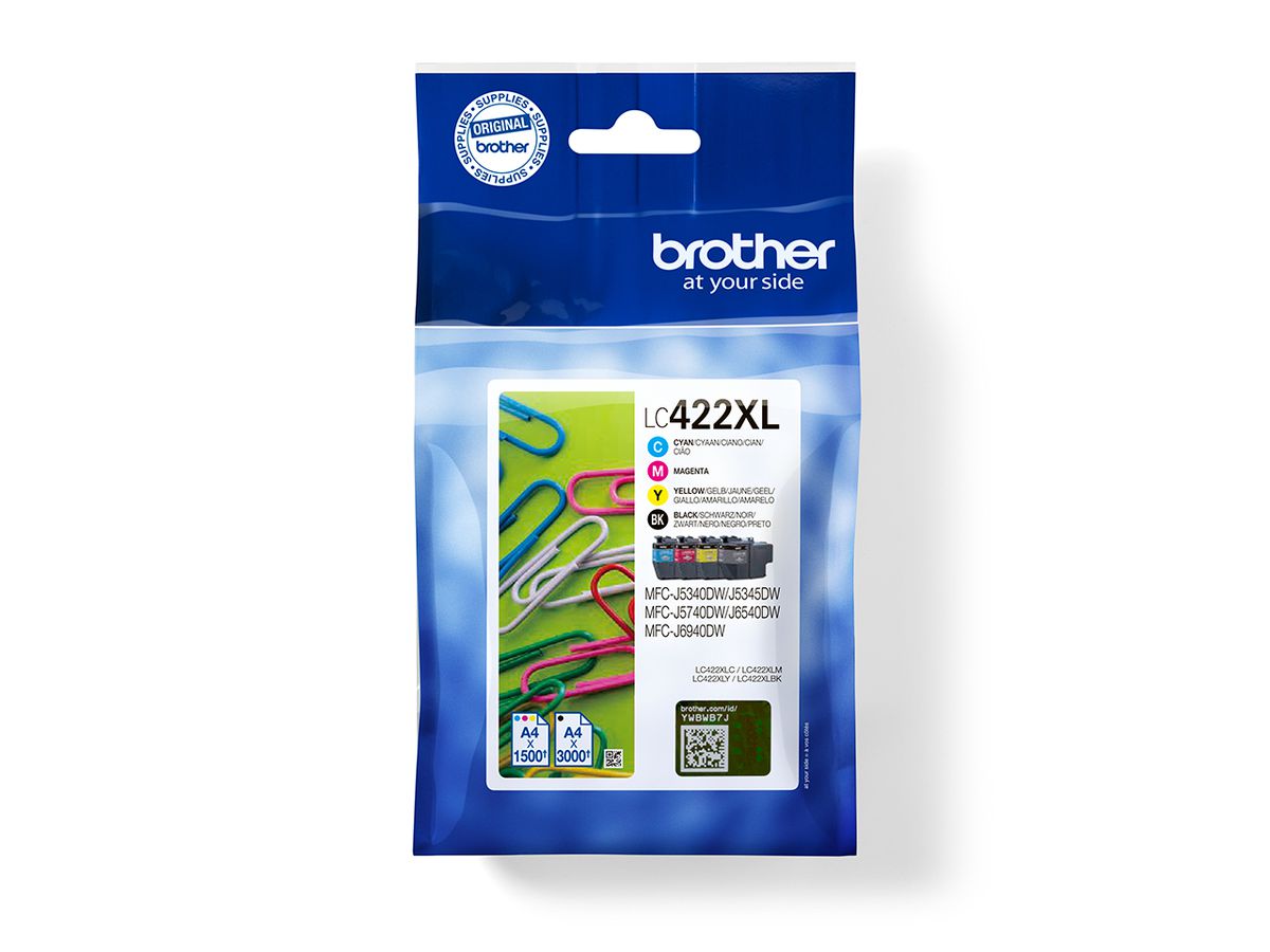 Brother LC422XLVAL inktcartridge 4 stuk(s) Origineel Zwart, Cyaan, Magenta, Geel