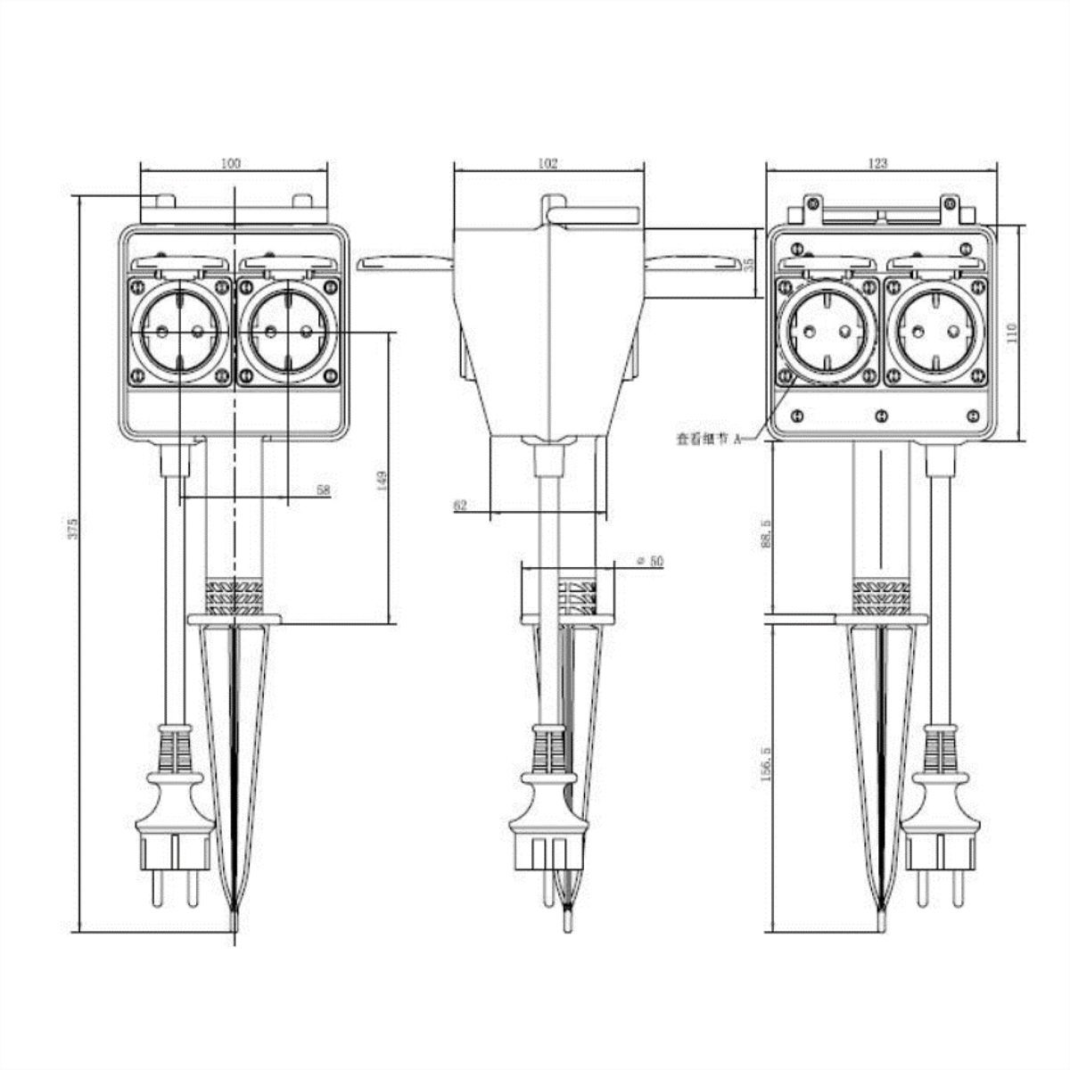 BACHMANN garden socket outlet with earth spike
