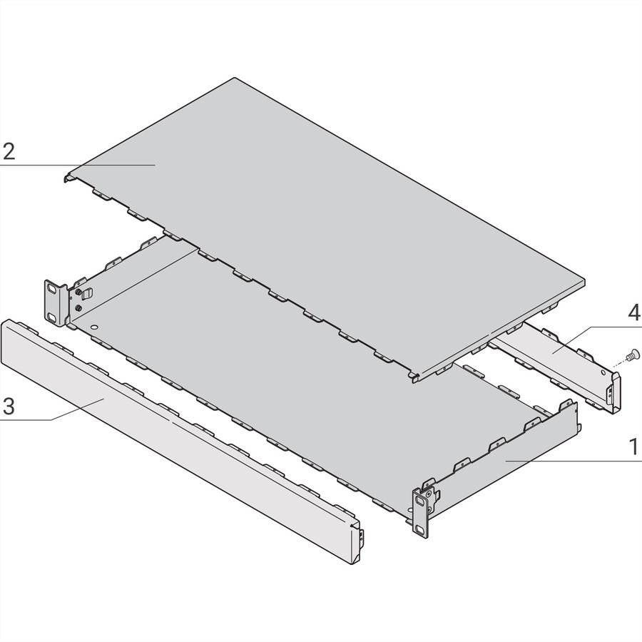 SCHROFF 19" rekgemonteerd chassis, niet geperforeerd, 1 HE, 84 PK, 310 mm