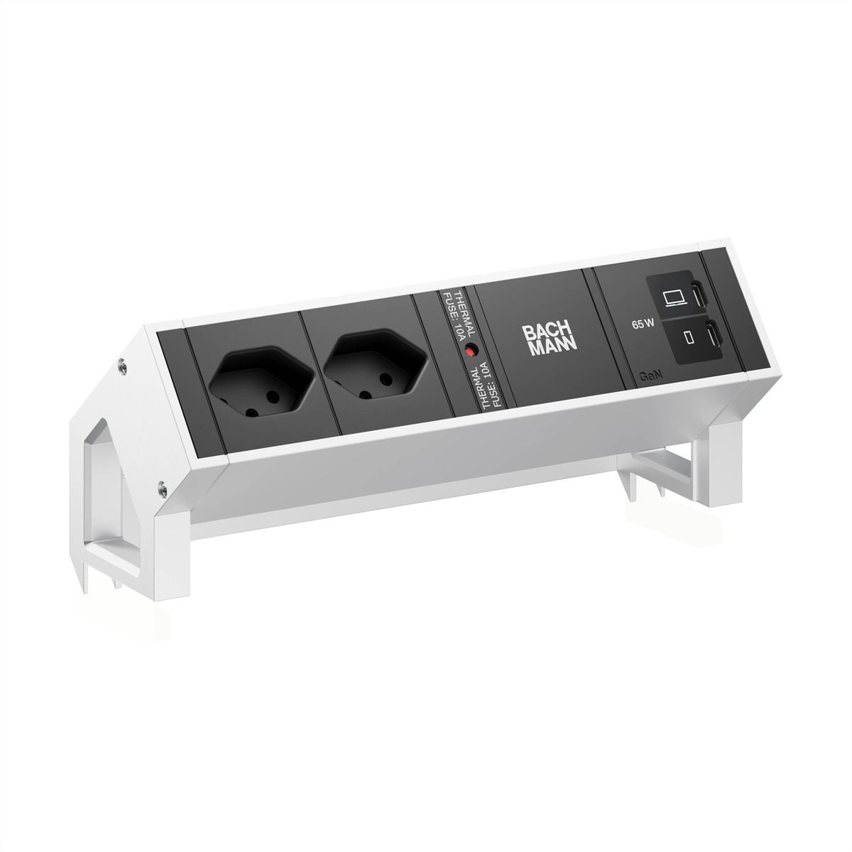 BACHMANN DESK2 2xCH 90° 1xUSB C/C 65W, L=0.2m INOX