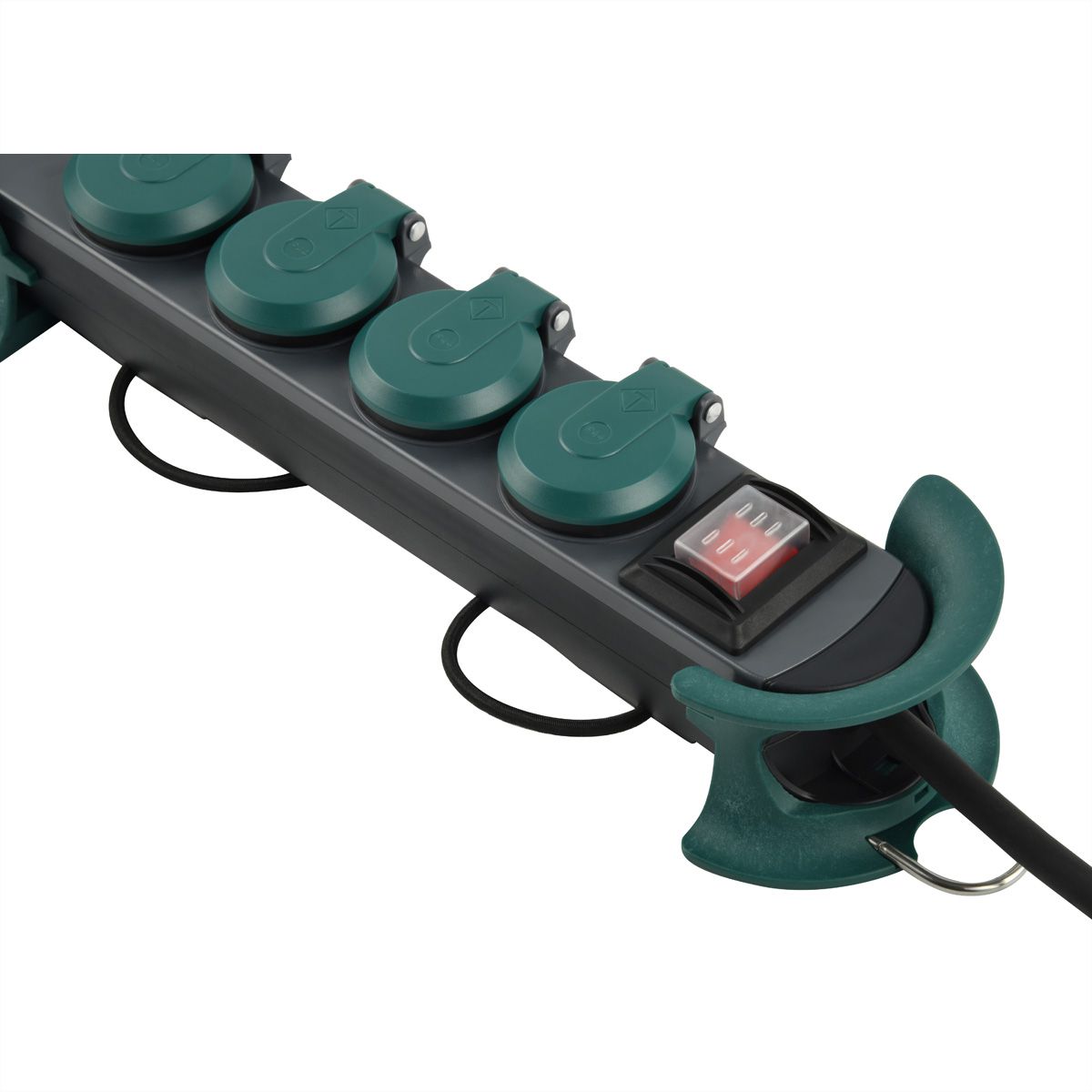 BACHMANN HOOK Outdoor 4x earthing contact, Plastic, with switch and hinged covers, IP44, 4 m