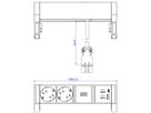 BACHMANN DESK2 ALU ZWART 2x Geaard stopcontact, USB, USB oplader 22W A&C 0,2m GST18