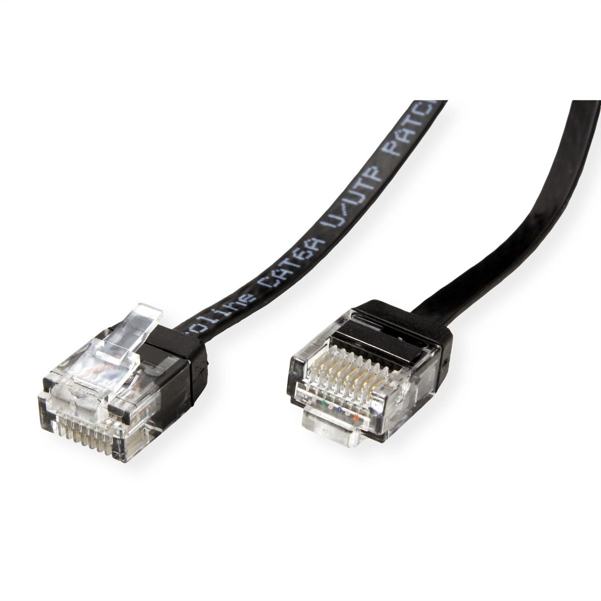 ROLINE patchkabel Cat.6A (klasse EA) UTP , extra plat, zwart, 1 m