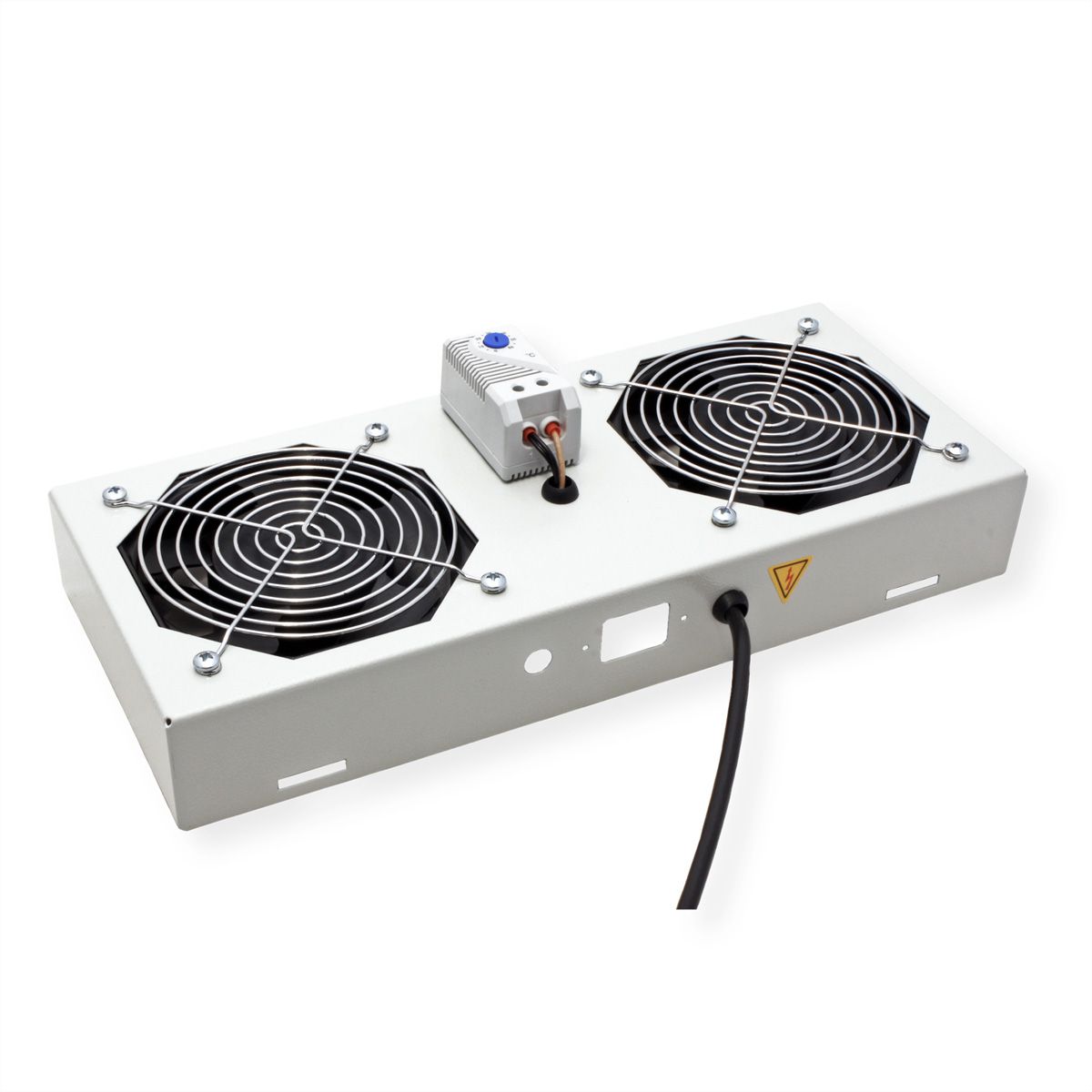 ROLINE Fan unit 2 fans, thermostat, for 19-inch wall housing grey