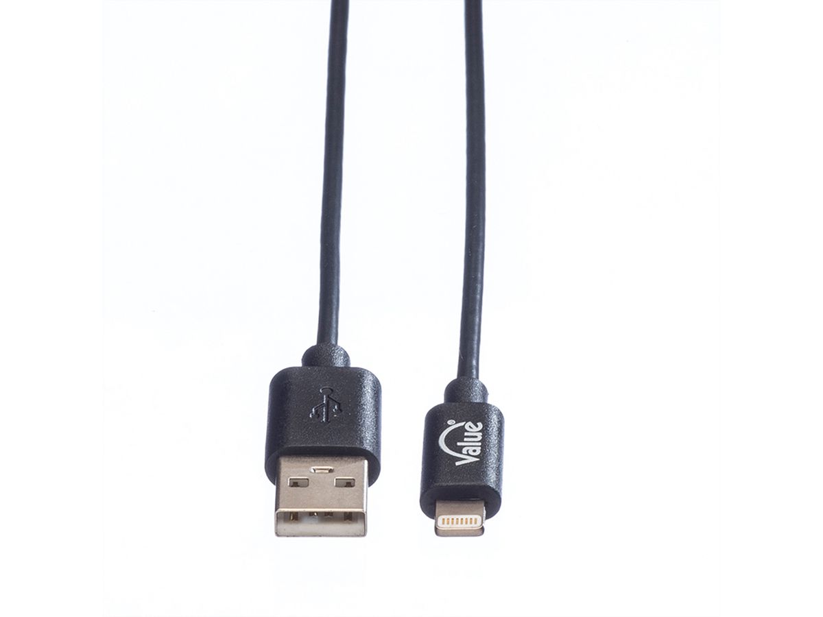 VALUE Lightning naar USB 2.0 kabel voor iPhone, iPod, iPad, 0,15 m