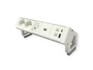 BACHMANN DESK2 ALU WHITE 2xUTE 1xUSB A/C 22W 1xswitch 0.2m
