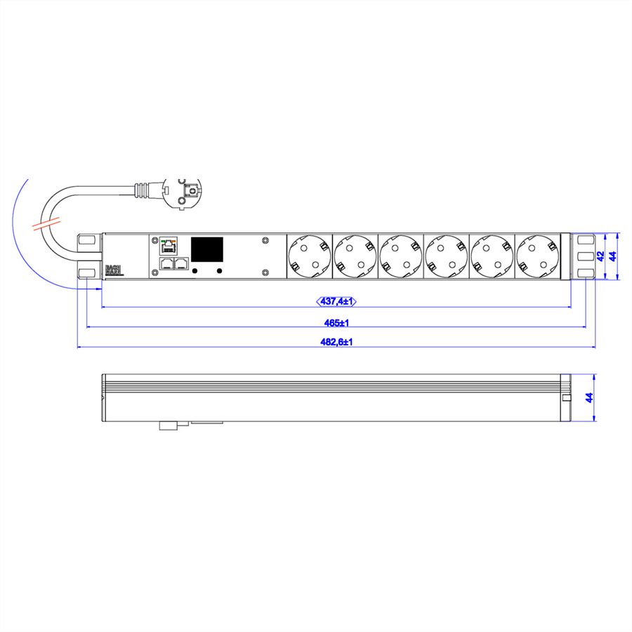 BACHMANN 19 inch 1U BN2000 6xCEE7/3, TCP/IP power 2.0m CEE7/7