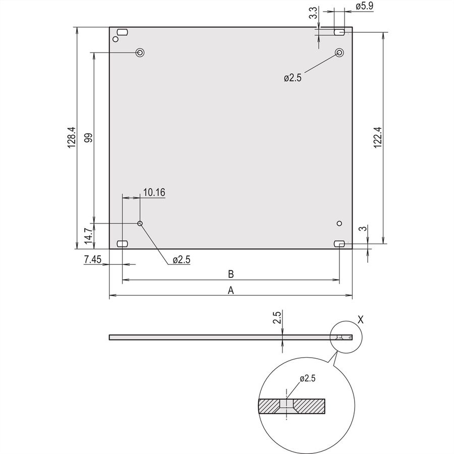 SCHROFF HF-frame type insteekmodule Frontplaat, 3 HE, 28 HE, 2,5 mm, Al, voor geanodiseerd, achter geleidend