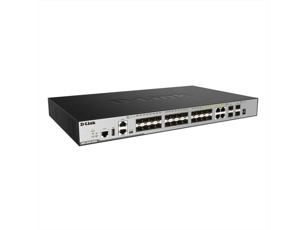 D-Link DGS-3630-28SC/SI/E 28-Poorts Layer 3 Fiber Gigabit Stack Switch (SI)